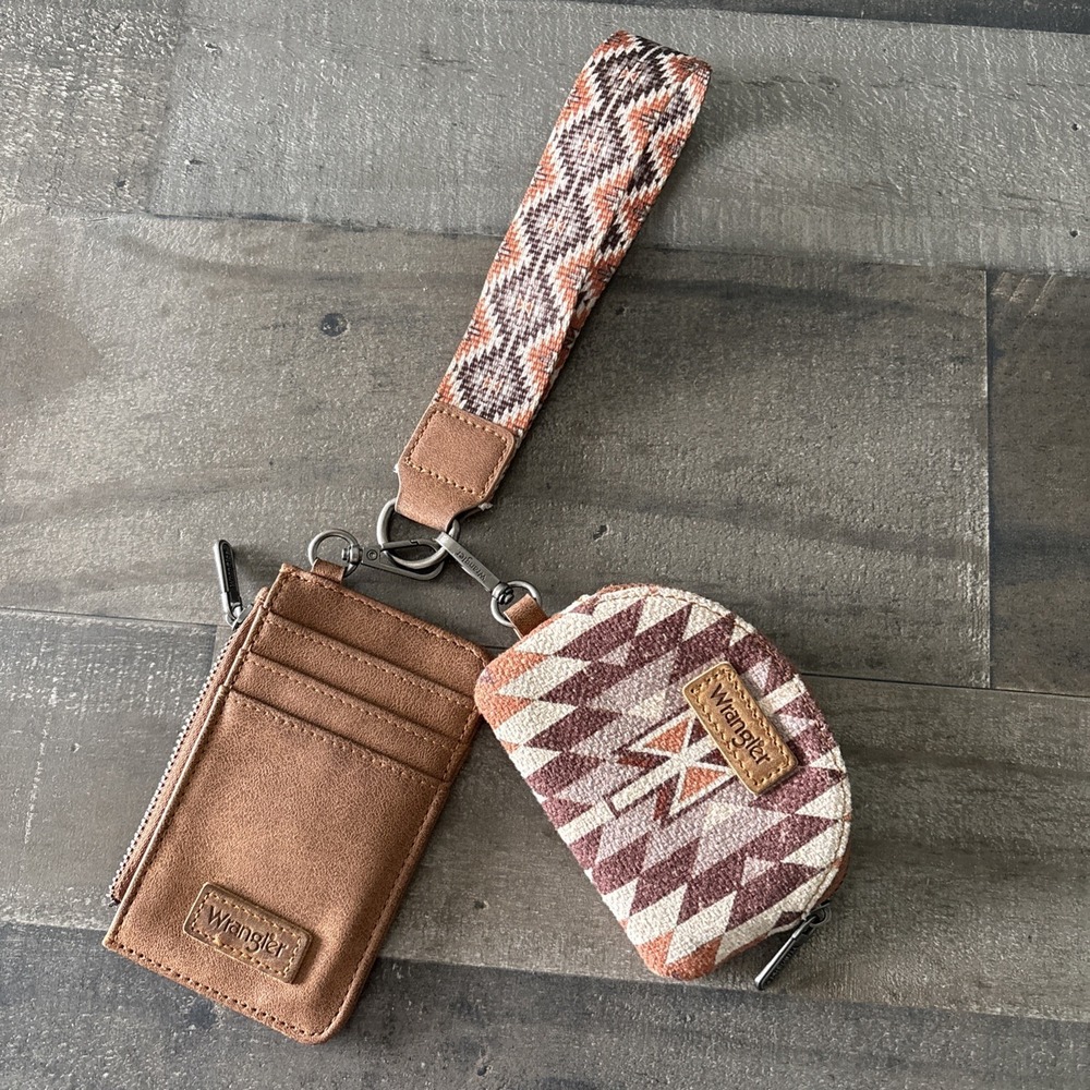 Wrangler aztec Print Card & Coin Pouch Wristlet Set